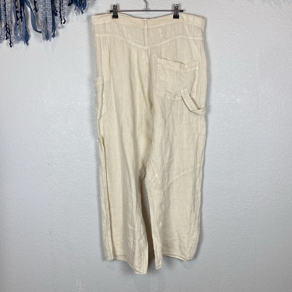 Zara cream linen cross front cargo pants - Picture 6 of 7